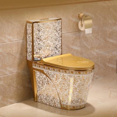 China Modern Ceramic Toilet WC Chest of Drawers Bathroom Commode King Sanitary Golden Toilet for sale