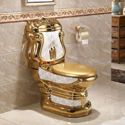 China Double-Flow Ceramic Sanitary Ware Commode Bathroom Couple Closed Toilet Watercloset Gold King Toilet for sale