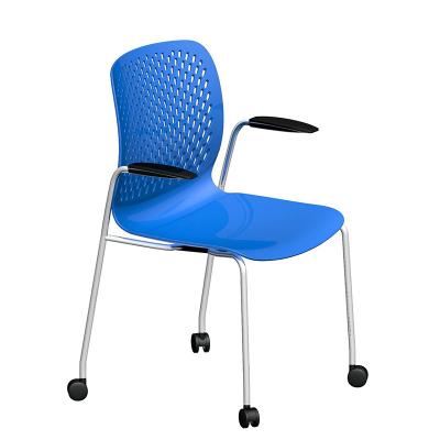 China Cooling wholesale blue plastic pp conference room chairs with wheels plastik office chair for sale