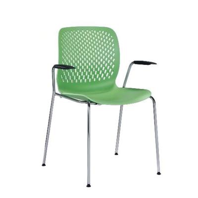 China Wholesale High Quality Green Plastic Guest Chair Cafe Reception PP Metal Leg Cooling Chairs for sale