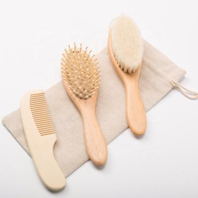 China Waterproof Cheap Price Handle Baby Hair Brush And Comb Set Healthy Natural Eco - Friendly Wood for sale