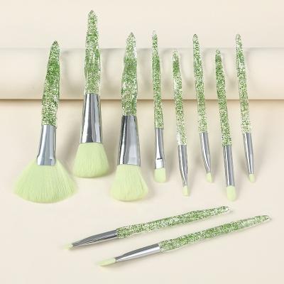 China Angular Blush Diamond Makeup Brushes 10 Pieces Makeup Cosmetic Hot Seller Makeup Brush Set Stand Brush for sale