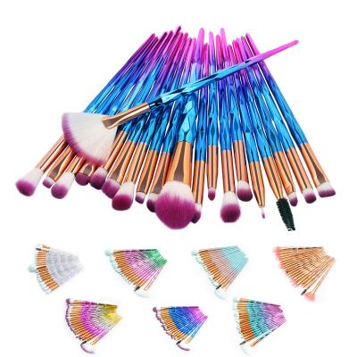 China Angular Blush 20pcs Makeup Brush Set Diamond Colorful Professional Foundation Luxury Cosmetic Set Brushes for sale