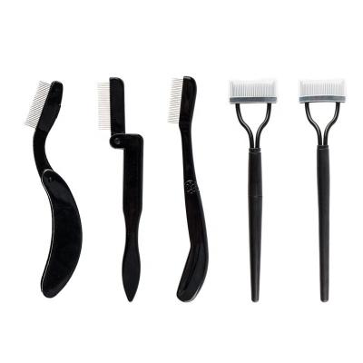 China Amazon Beauty Tool Plastic Hot Selling Stainless Foldable Eyelash Eyebrow Comb With Plastic Handle for sale