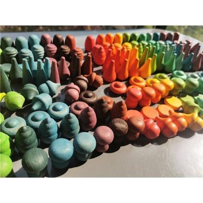 China 100% Eco-Friendly Rainbow Wooden Blocks Sprinkles Acorns Mandala Loose Parts Toys Montessori Bamboo Shoots Jigsaw for sale