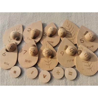 China Beech Wood Beech Bug Leaves Add and Subtract Math Learning Montessori Wooden Sensory Toys for Kids Open-Ended Play for sale