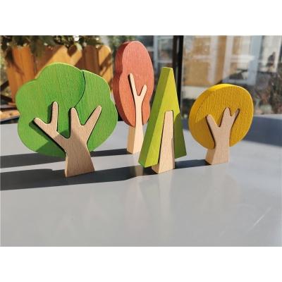 China 100% Eco-Friendly Wooden Trees Toy Nordic Rainbow Set Forest Saplings Stacking Blocks Educational Toys For Children for sale