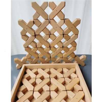 China 100% Eco-Friendly Basswood Stacking X-Shapes Wooden Building Blocks With Tray Montessori Toys For Children for sale