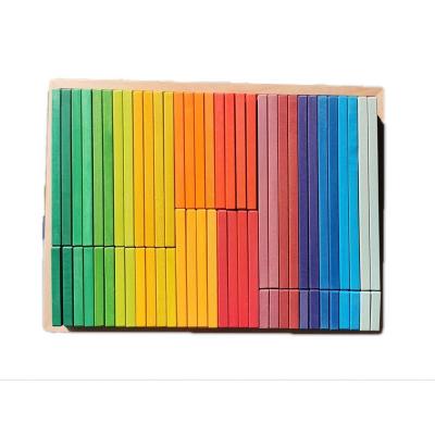 China Eco-friendly 100% Large Rainbow Wooden Building Slats Build Blocks To Color Stained Bricks Pieces For Kids Early Learner for sale