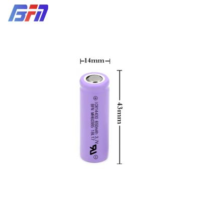 China Toys flat surface 14430 INR 650mAh 3.6V 3.7V lithium ion rechargeable battery cell for sale