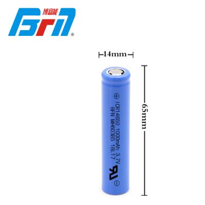 China Toys factory direct 3.7v 14650 1000mAh lithium ion battery for flashlight/mini fan for sale