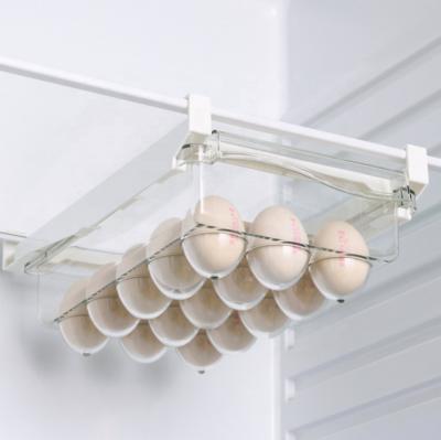 China Viable Transparent Drawer Type Food Storage Egg Tray Container Holders For Fridge With Smooth Rail for sale