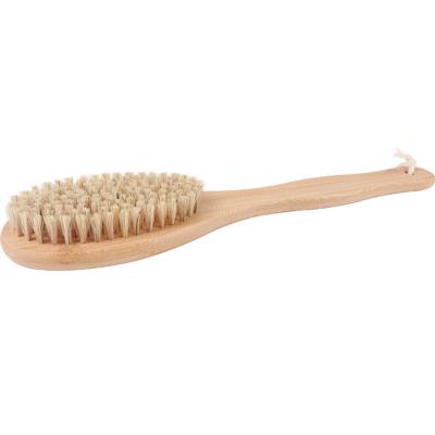 China EXFOLIATING Bath Back Cleansing Scrubber With Wooden Exfoliator Body Skin Handle Long Dry Or Wet Brush for sale