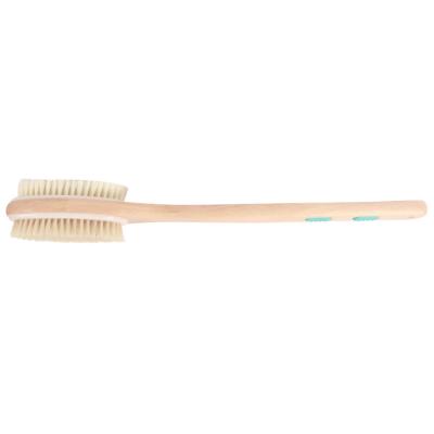 China Ergonomically Handle Long Shower Back Brush Bamboo Shower Brush With Stiff And Soft Nylon Bristles To Bath Wash for sale