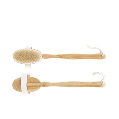 China EXFOLIATE Removable Design Body Exfoliating Brush Natural Bristle For Dry Skin Sweeping Long Handle Scrubber Wholesale Body Brushes for sale