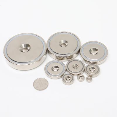 China Bonded Strong Neodymium-Iron-boron Pot Magnets With Hole A12, A16, A20, A25, A32, A36, A42, A48, A60, A75mm for sale