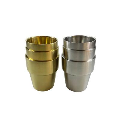 China Sustainable Hot Selling Food Grade Premium Double-layer Camping Coffee Cup Stackable Drinkware for Home Bar Restaurant Hotel for sale