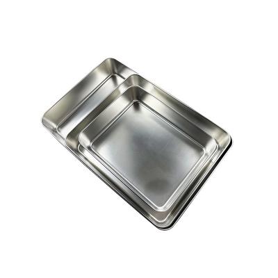 China Sustainable New Arrival Stainless Steel Tiramisu Tray Korean Style Rectangular Deep Cake Bread Pizza Cookie Tray Food Container Lunch Box for sale