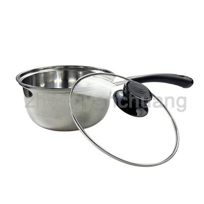 China Sustainable New Arrival Stainless Steel Non-stick Cooking Pot Milk Pot Saucepan with Bakelite Handle Glass Lid for sale