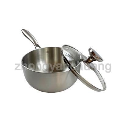 China Sustainable Factory Direct Non-stick Cookware Stainless Steel Snow Pan Egg Frying Pan Sauce Pan with  Anti-scalding Handle for sale