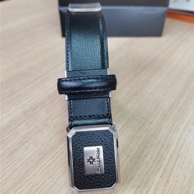 China Comfortable Men's Black Belt Designer Buckle Ratchet Belt Stimulator Split Buckle Fashion Leather Automatic Belts For Men for sale