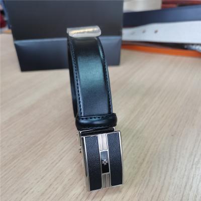 China Cozy Mens Comfort Cow Split Leather Ratchet Dress Belt 30mm Wide With Automatic Click Buckle for sale