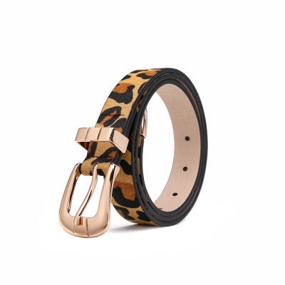 China Lady Horse Hair Leopard Printing Comfortable Belt Cowgirl Buckle Belt Hot Fashion Alloy Belt for sale