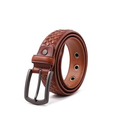 China Comfortable Women Weaving Belt Metal Hole Genuine Leather Belt For Jeans for sale