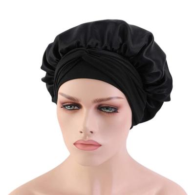 China Wholesale Silk Striped Hair Long Home Protection Silk Sleep Hat Imprisonment Hat Sleep Hat for sale