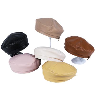 China Best Selling New Retro Image Fall/Winter Beret Fashion Painter Newsboy Pu Octagonal Beret for sale