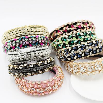 China 2021 popular factory direct sales European and American baroque women's hair band fashion colored diamond hair band for sale