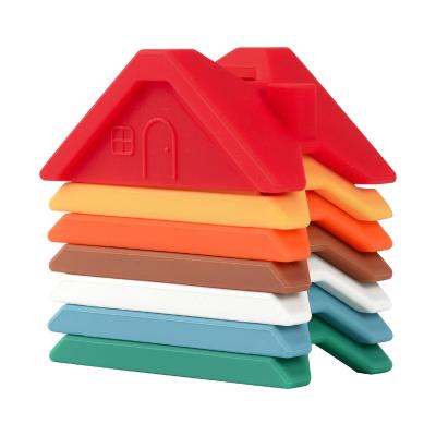 China Baby Eco-friendly Material Products 2021 Trending Set Silicone Stacking Toy House Teether 7pcs for sale