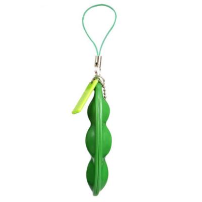 China Hot Sale Wholesale Decompression Bean Pea Plastic Soft Squishy Pods Eco-friendly Squeeze Beans Stress Relieve Sensory Fidget Toy Key Chain for sale