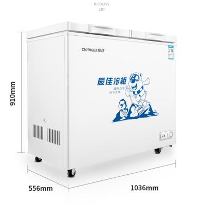 China Eco-friendly RTS 220V/50hz R134a Open Top Double Door Freezer Chest Freezer for sale