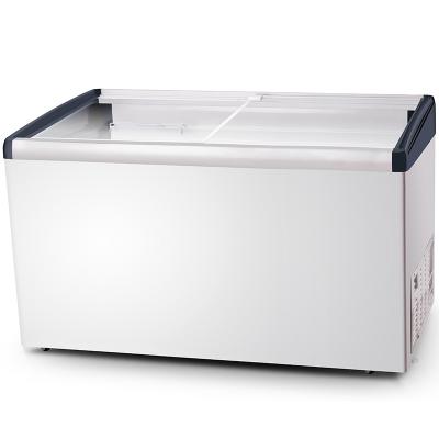 China Eco - Friendly Chnager 516L Supermarket Sliding Display Large Size Ice Cream Chest Showcase Freezer for sale