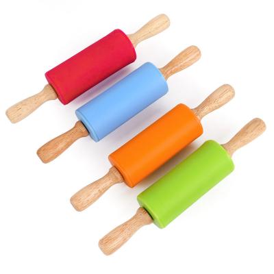 China Sustainable Hot Sale Food Safe Customize Colorful Pin Baking Fondant Wood Mini Pizza Dough Roller Silicone Pins for sale