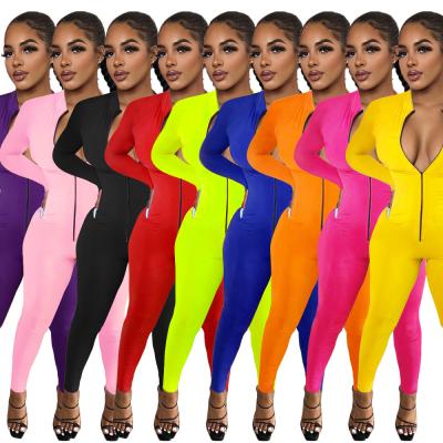 China Wholesale Anti-Wrinkle Pure Color Plus Size Overalls One Piece Sports Bodycon Women Overalls for sale