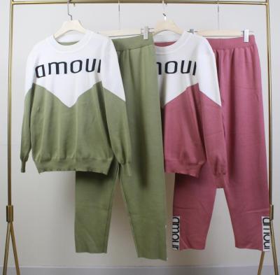 China Wholesale Breathable Autumn Paneled Letter Sweater Casual Women Sets Tracksuits for sale