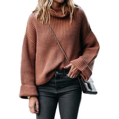 China 2021 Winter Anti-wrinkle solid color bentgrass women turtle neck oversized sweater loose knitted pullover outwear casual tops for sale