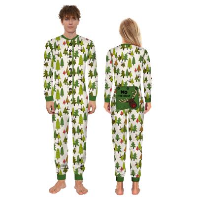 China Wholesale Breathable Christmas Family Matching Pajamas Round Neck Button Flapper Adult Kids Cute Cat Printed Onesie For Christmas Sleepwear for sale