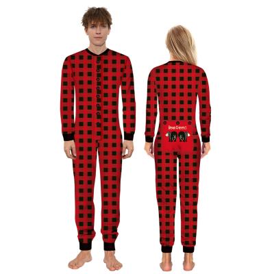 China New Arrivals Christmas Pajamas Women's Flip Printed Long Sleeved Jumpsuit Christmas Button Breathable Onesie Pajamas For Adults for sale