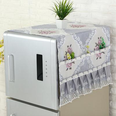 China Viable Custom Refrigerator Cover Lace Refrigerator Dustproof Top Cover With Storage Function for sale