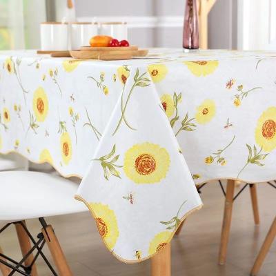 China Cheap tablecloths bulk custom made PEVA waterproof and environmental friendly cotton compound tablecloth for sale