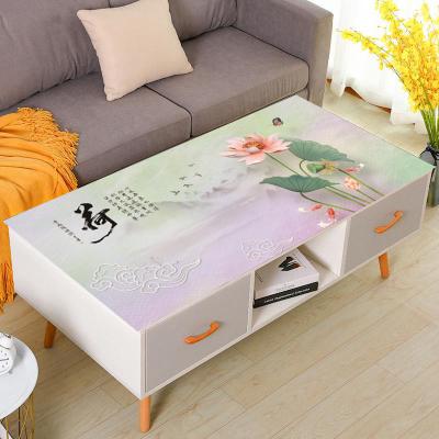 China Factory Price Waterproof PVC Printed Floral Table Leg Cover Transparent Dining Table Covers For Home Waterproof for sale