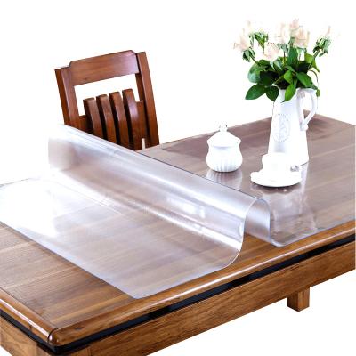 China High Quality Waterproof PVC Table Cover Soft Glass Roll Reusing Transparent PVC Tablecloths Heat Resistant And Waterproof Good Adhesion for sale