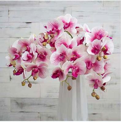 China Conveniently Hand Ornamental 3D Flower 6 Heads Orchids Artificial Flowers for sale