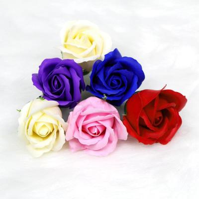 China Convieniently 3 layers of artificial bath flower 50pcs per box with base rose head soap flowers 5cm foam soap roses for wedding and Valentine's Day DA for sale