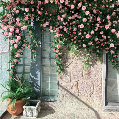 China Convieniently 1.38m 24 heads rose flower vine home holiday decor wedding arch backdrop flower arrangement decoration flower for sale