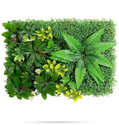 China Conveniently Artificial Fern Leaves Leaf Panel Green Wall Grass Wall Mixed Flower Wall Panel 60cm*40cm for sale