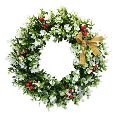 China Conveniently large American rural style wreath simulation grass ring door ornaments eucalyptus Christmas wreath for sale